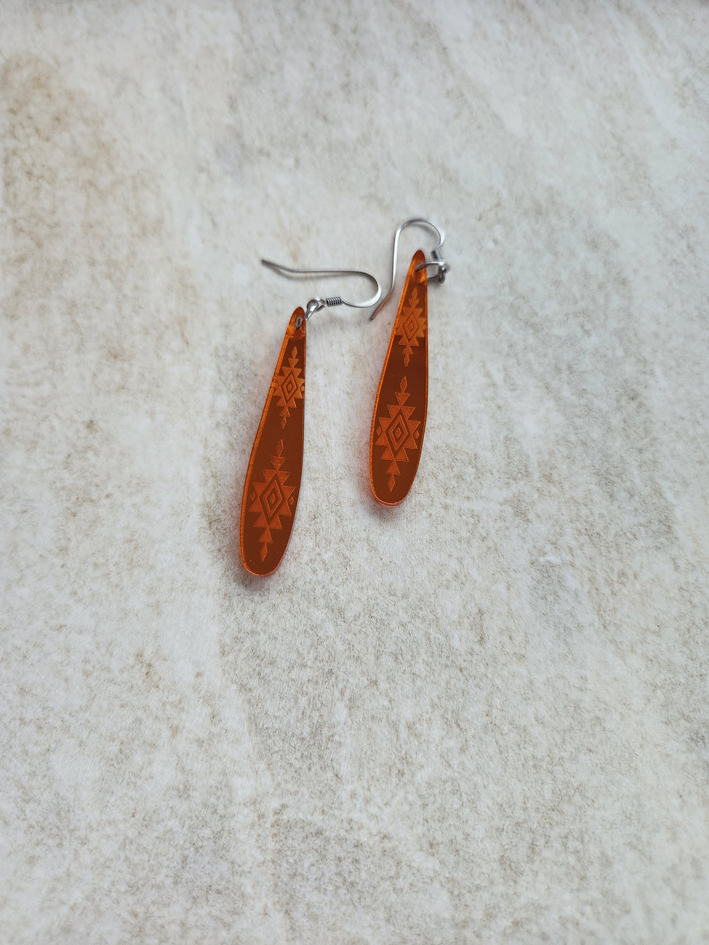 Long Tear Drop Mirror - Brunt Orange