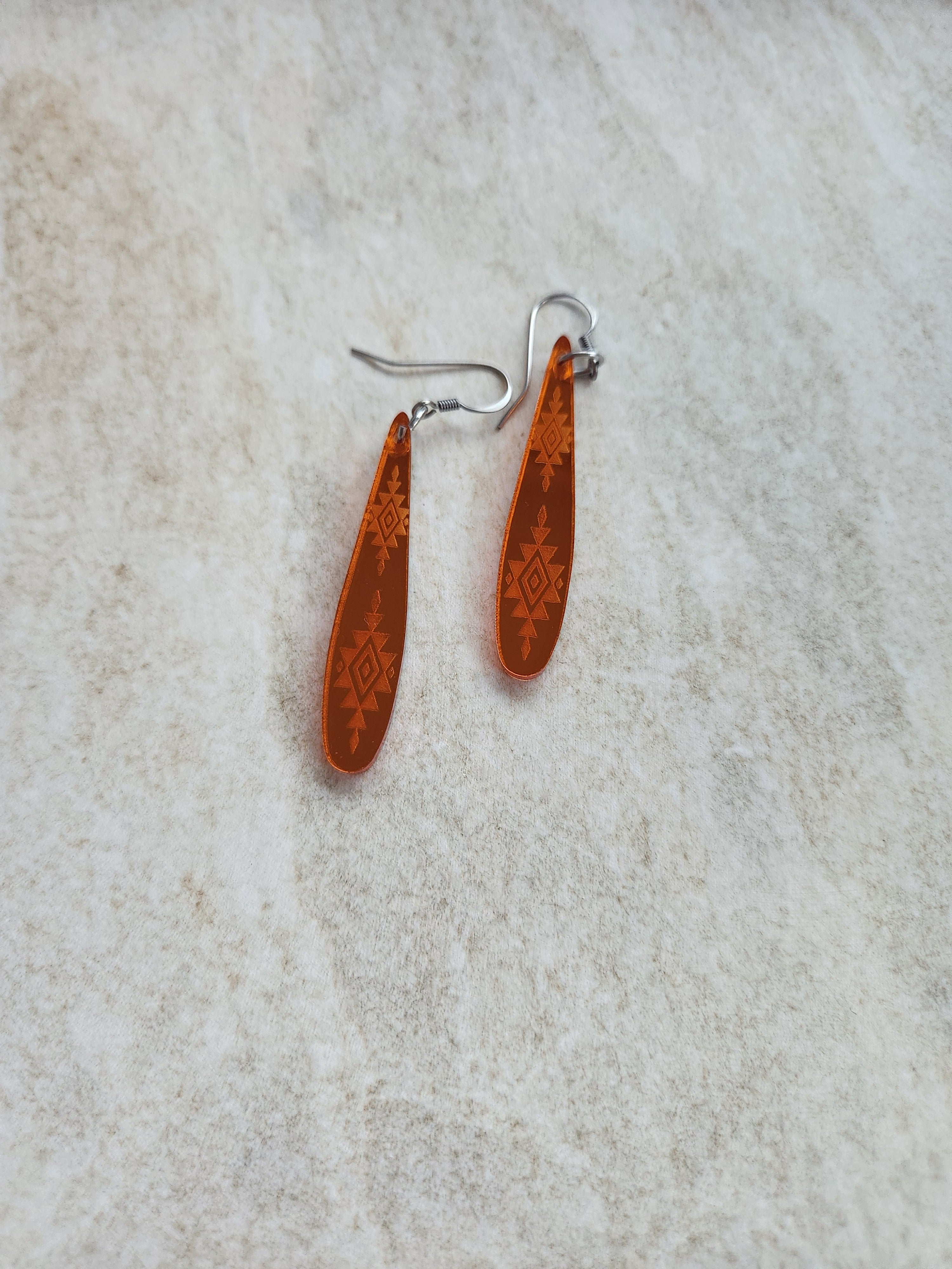 Long Tear Drop Mirror - Brunt Orange