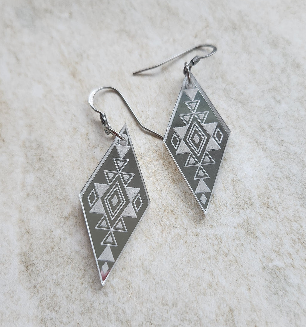 Long Diamond Mirror - Silver