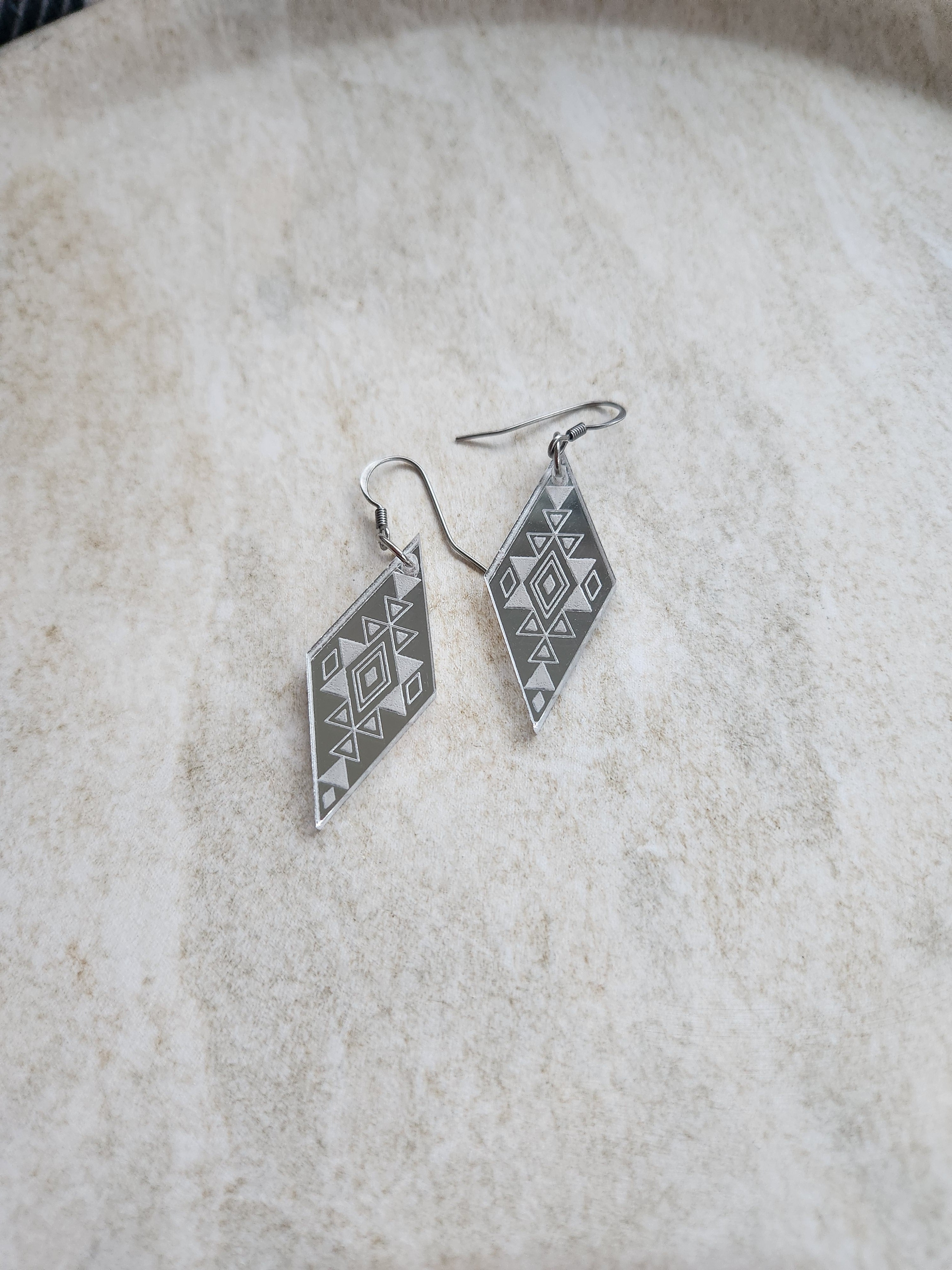 Long Diamond Mirror - Silver