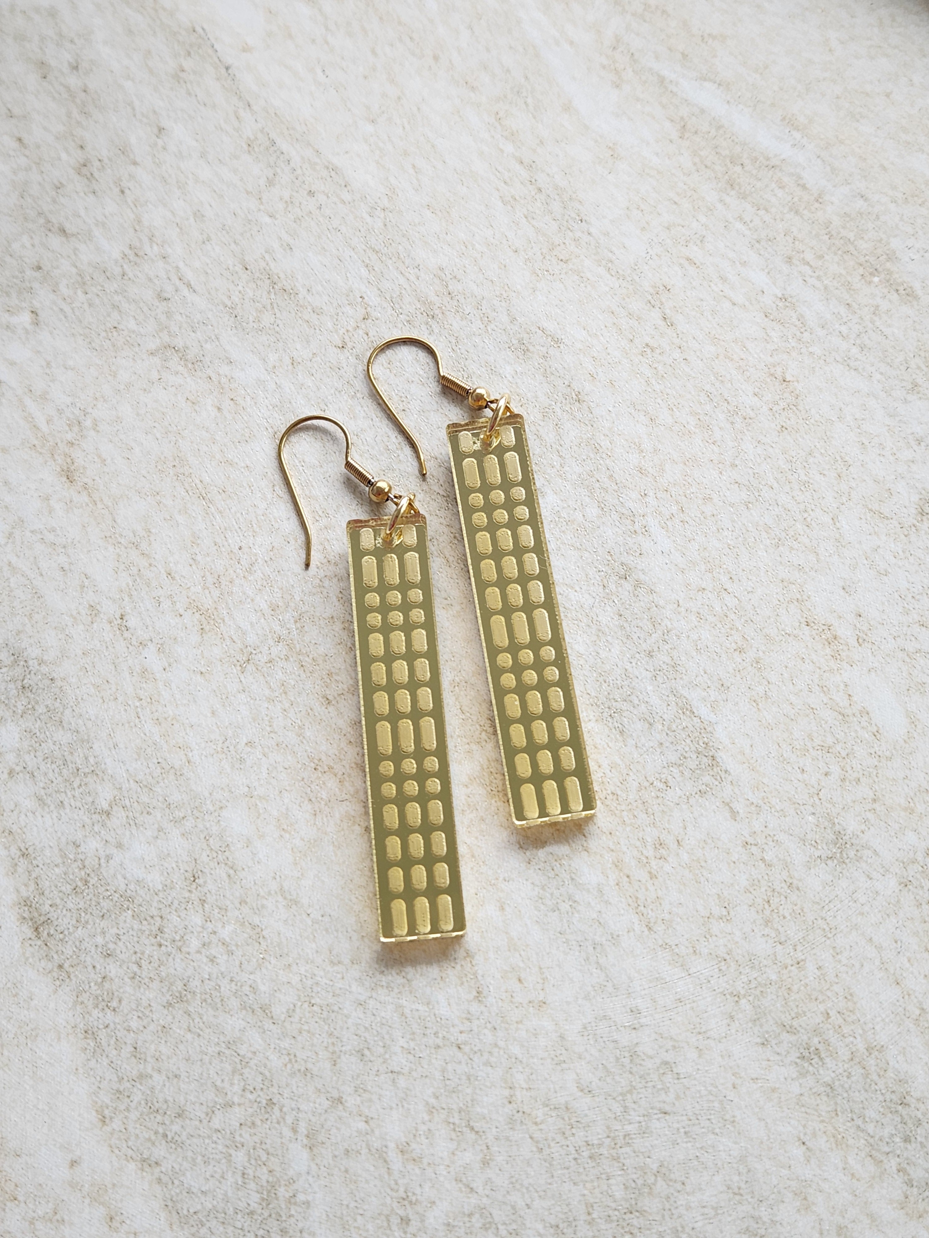 Long Rectangle Drop Mirror (Dot's) - Gold