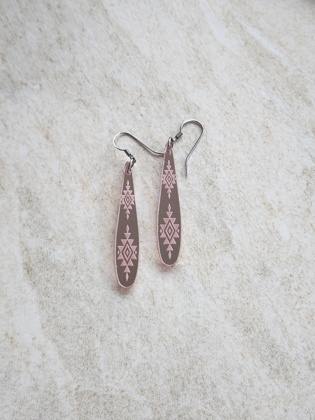 Long Tear Drop Mirror - Rose Gold