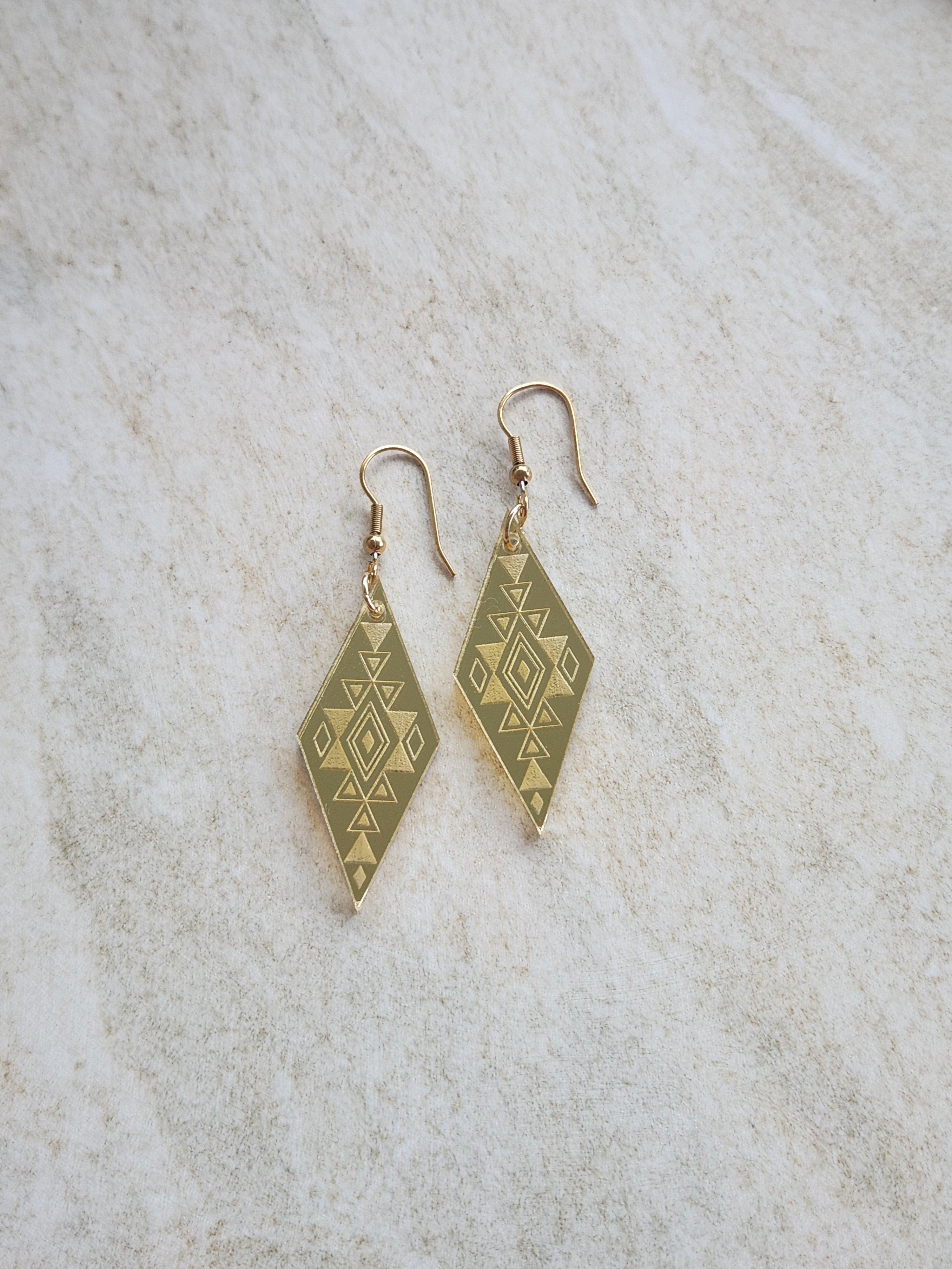 Long Diamond Mirror - Gold