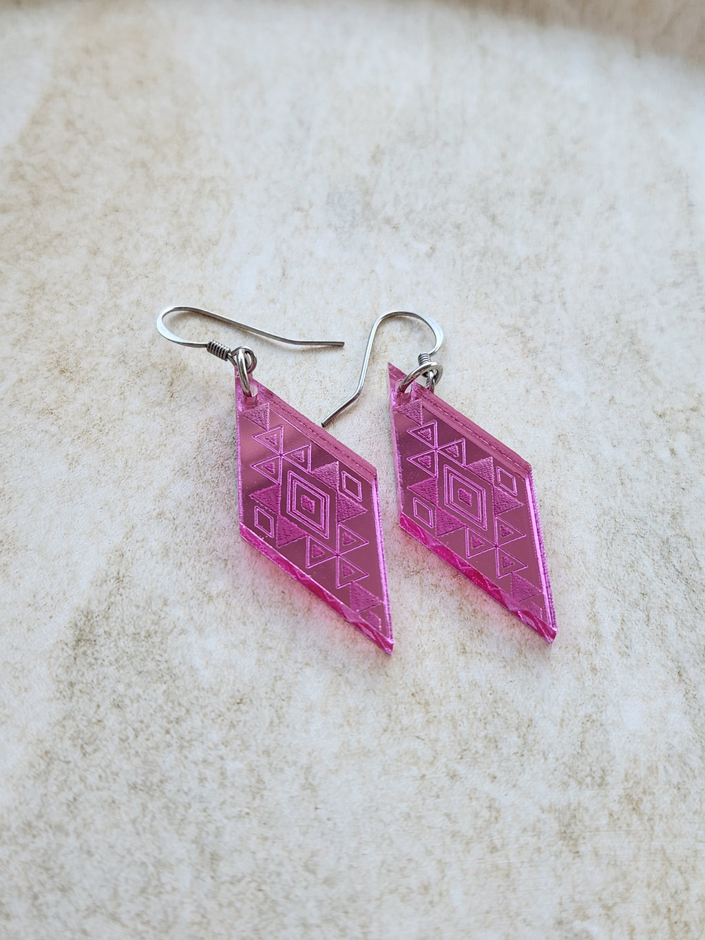 Long Diamond Mirror - Pink