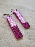 Long Rectangle Drop Mirror (Flower) - Pink