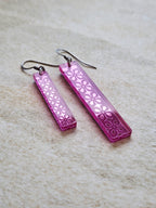Long Rectangle Drop Mirror (Flower) - Pink