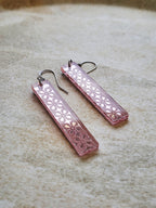 Long Rectangle Drop Mirror (Flower) - Rose Gold