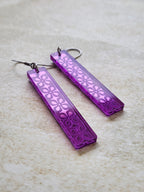Long Rectangle Drop Mirror (Flower) - Purple