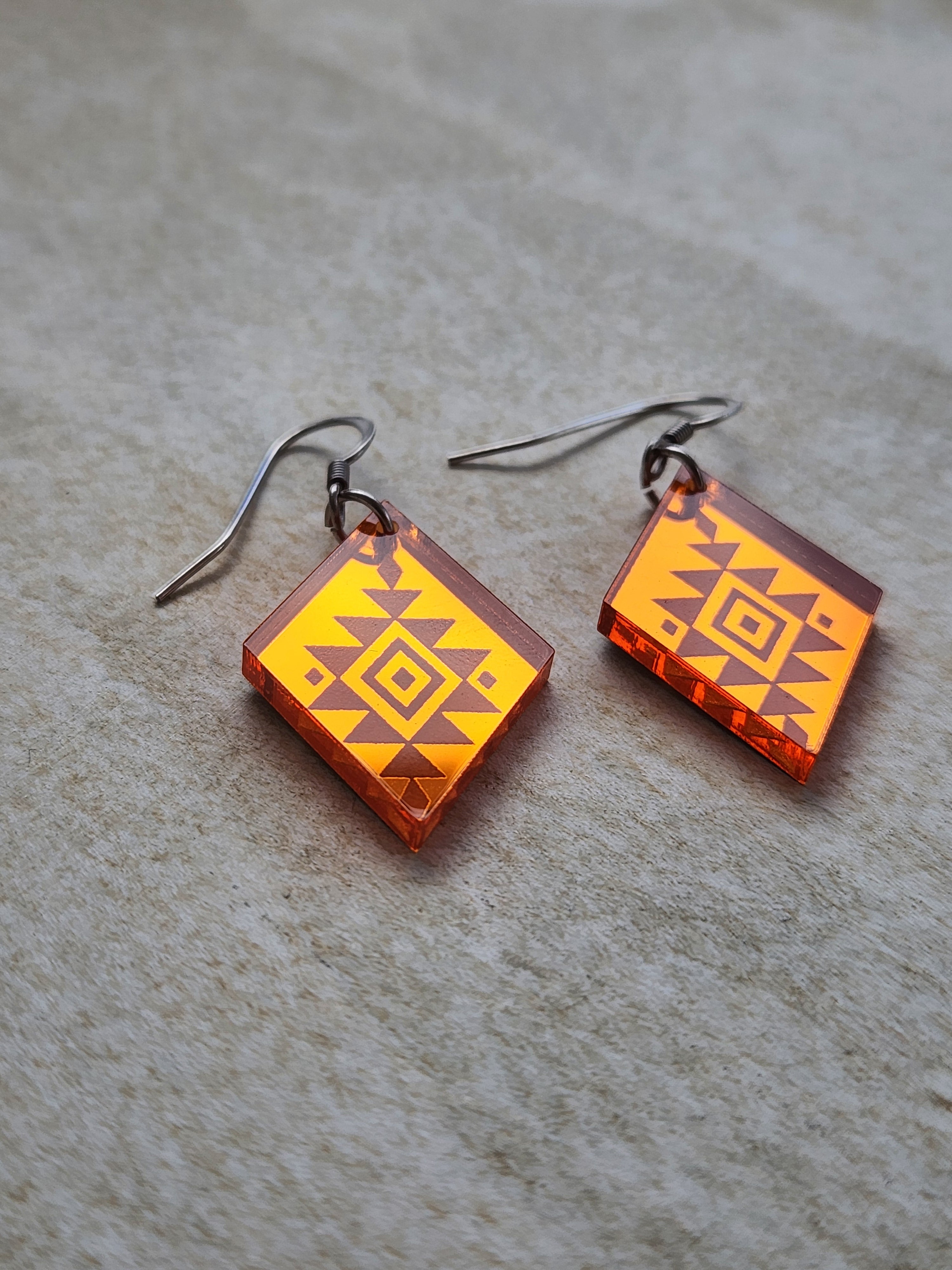 Small Diamond Mirror - Burnt Orange