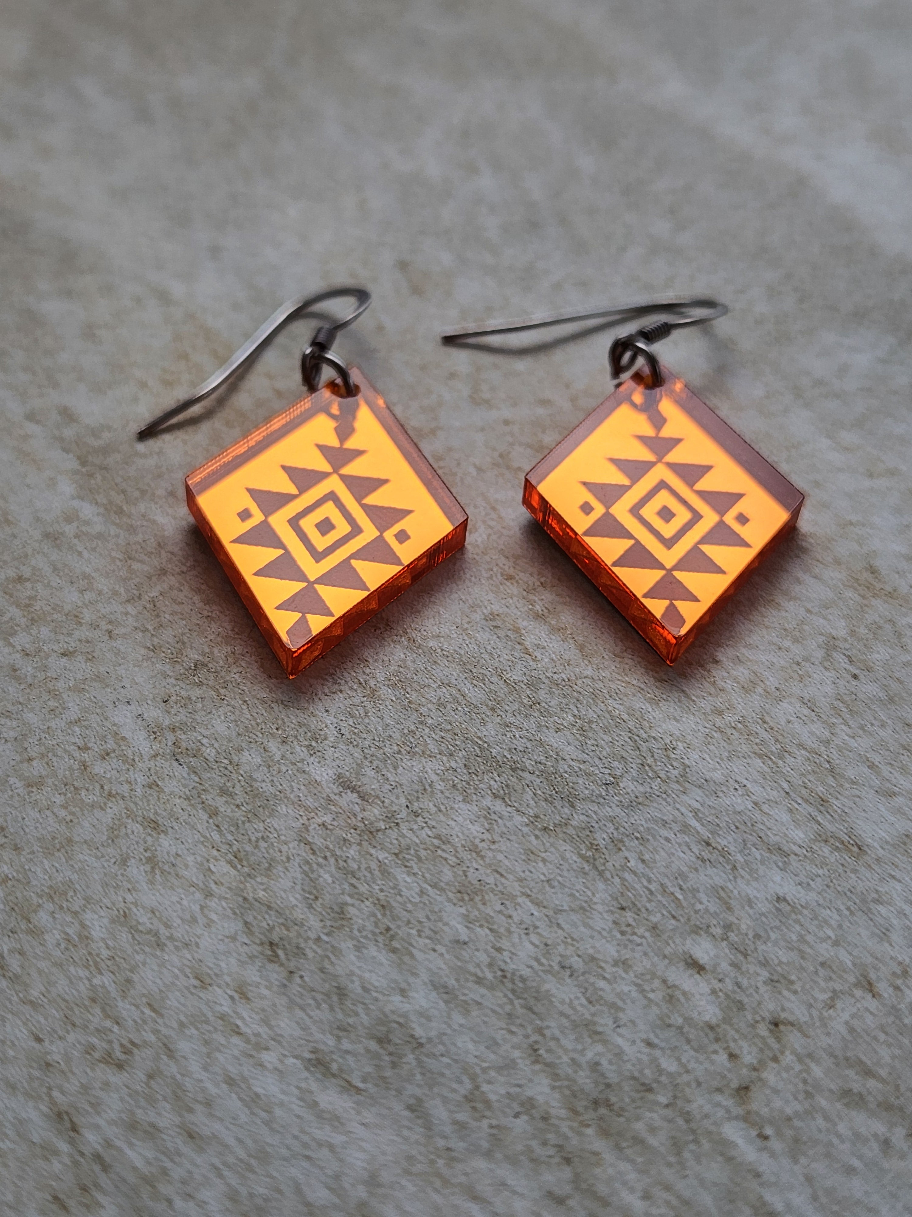 Small Diamond Mirror - Burnt Orange