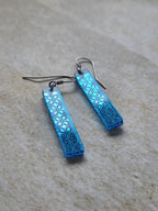 Long Rectangle Drop Mirror (Flower) - Blue