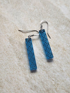 Long Rectangle Drop Mirror (Flower) - Blue