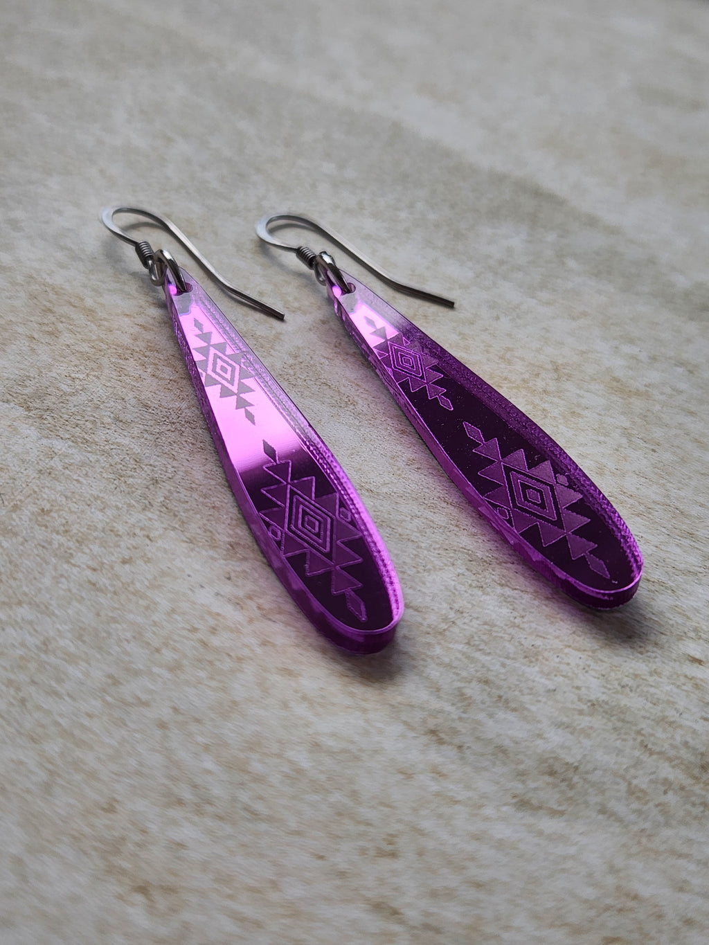 Long Tear Drop Mirror - Purple
