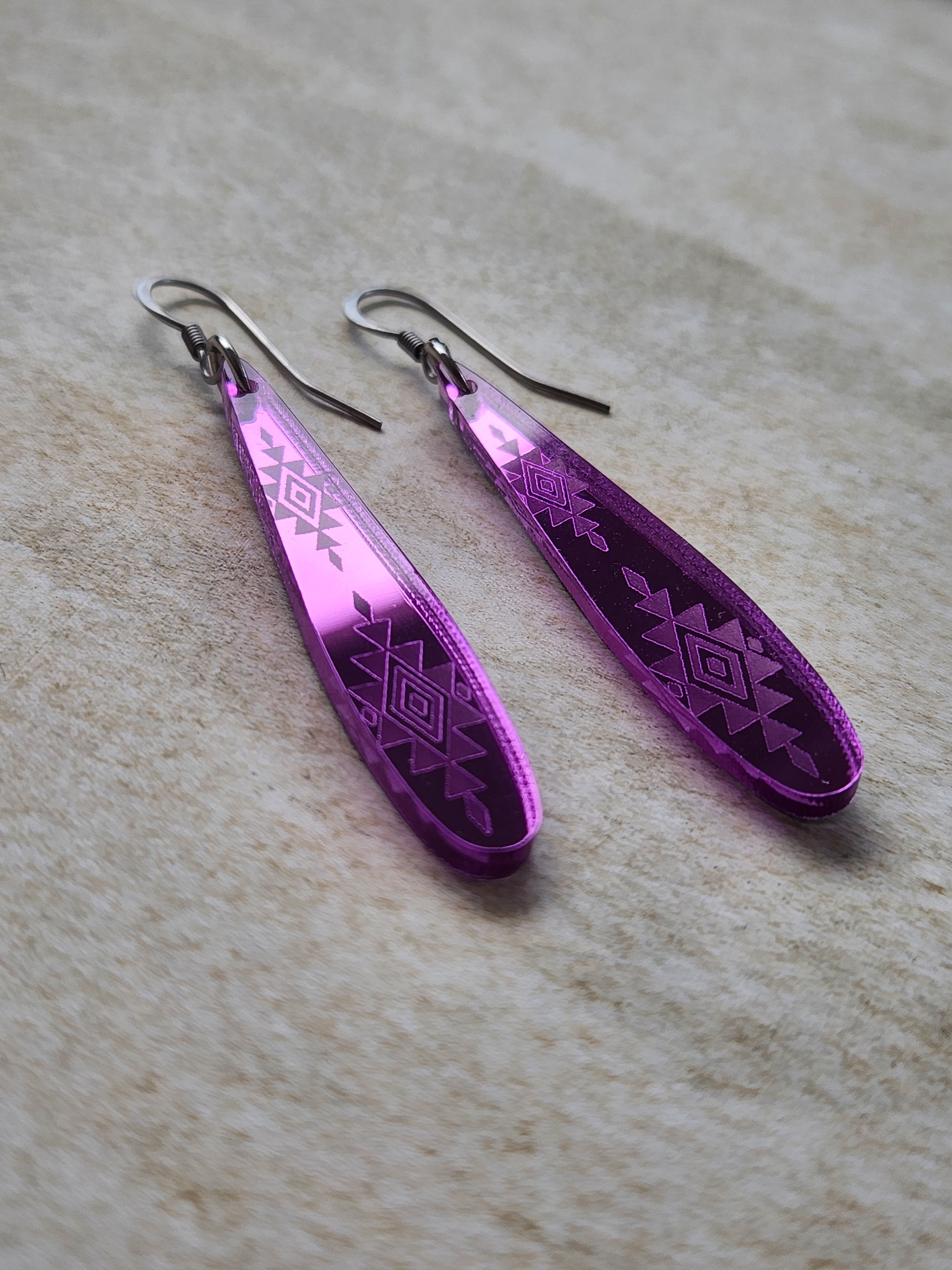 Long Tear Drop Mirror - Purple