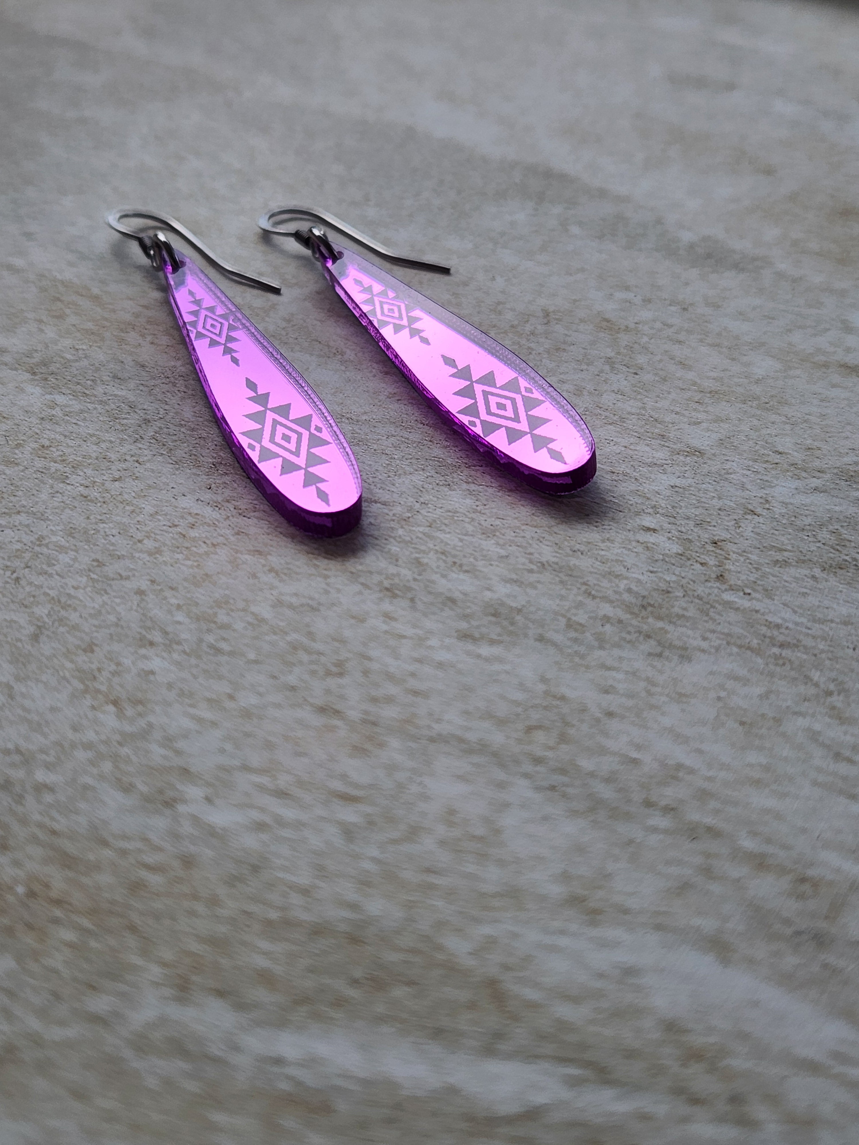Long Tear Drop Mirror - Purple